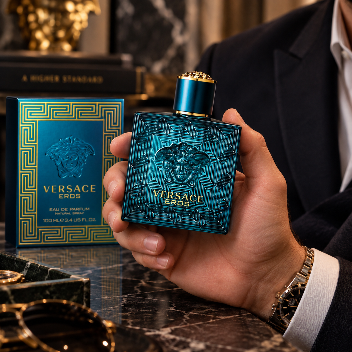 Versace Eros Eau de Parfum for Men, 3.4 Ounce