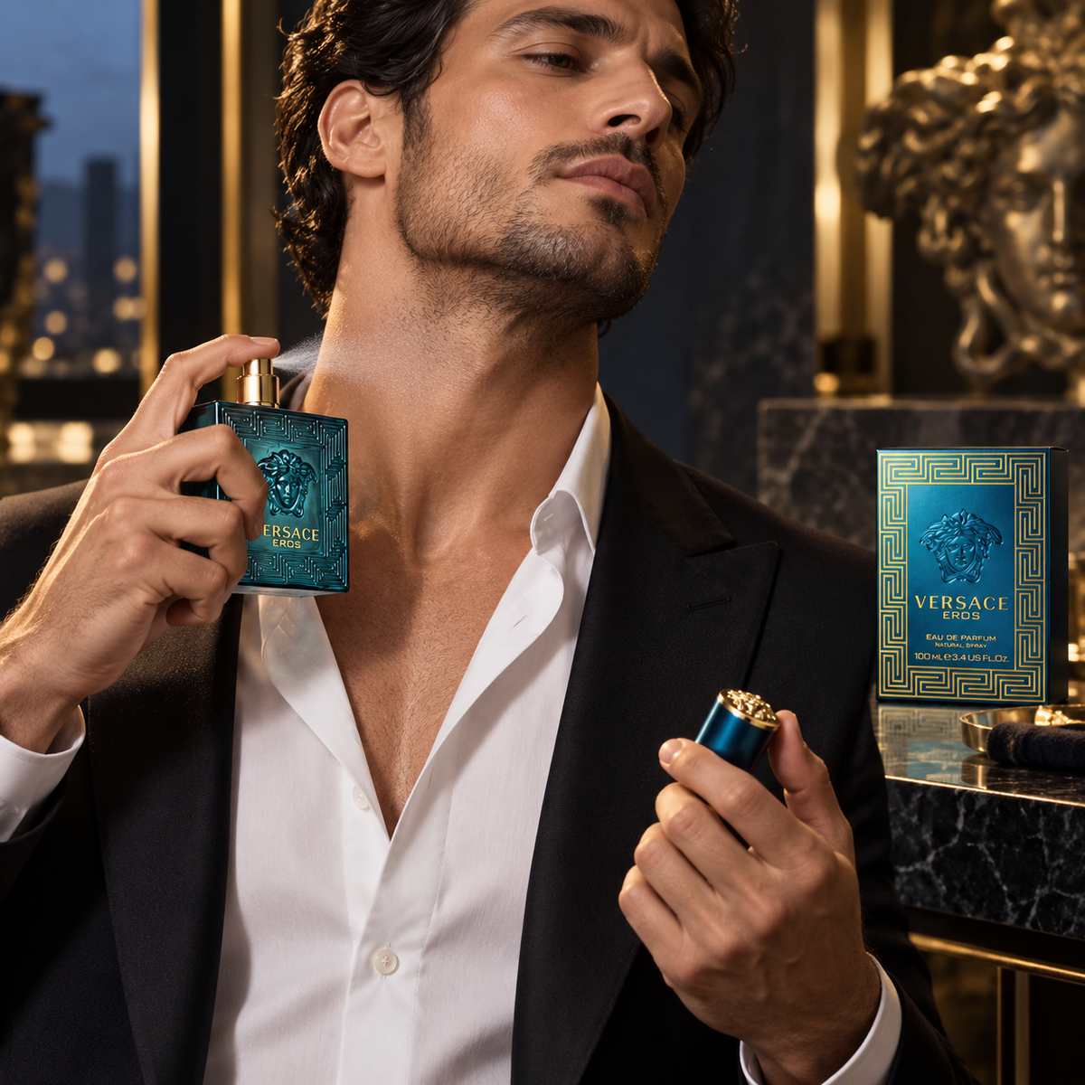 Versace Eros Eau de Parfum for Men, 3.4 Ounce