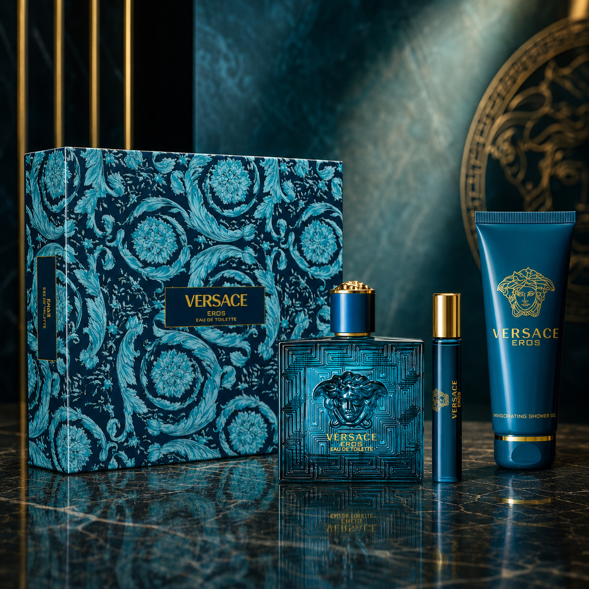 Versace Eros 3-Piece Gift Set for Men (with Shower Gel)