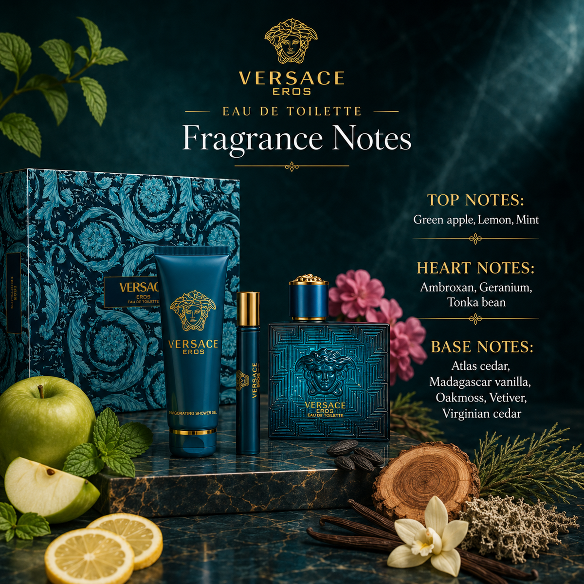 Versace Eros 3-Piece Gift Set for Men (with Shower Gel)