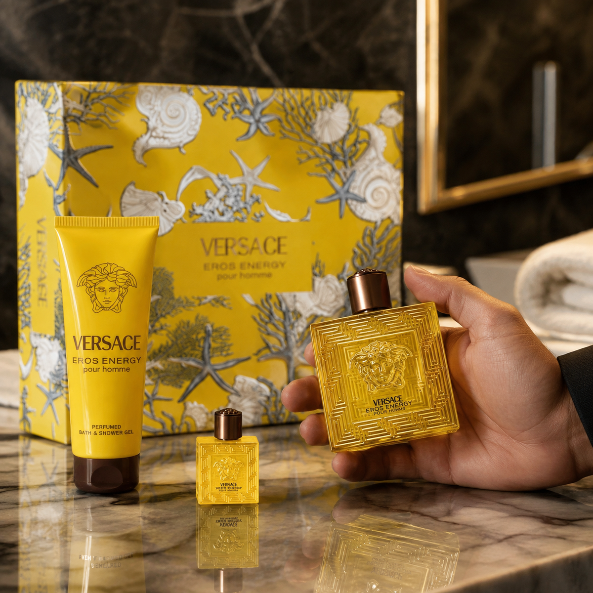 Versace Eros Energy 3-Piece Gift Set for Men (1.7oz Travel Size)