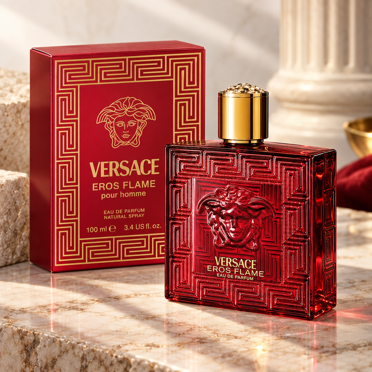 Versace Eros Flame Eau de Parfum for Men, 3.4 Ounce