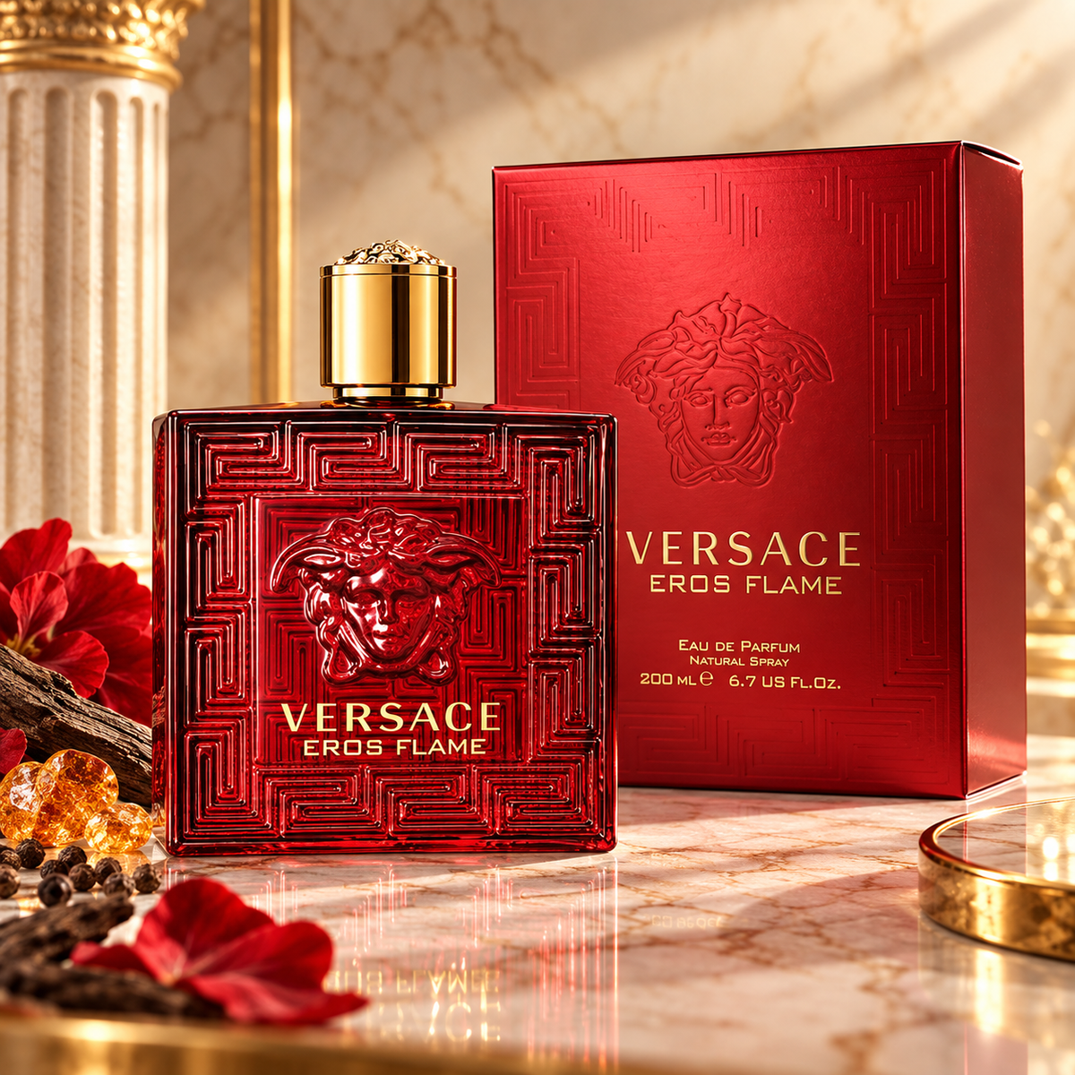 Versace Eros Flame Eau de Parfum for Men, 6.8 Ounce