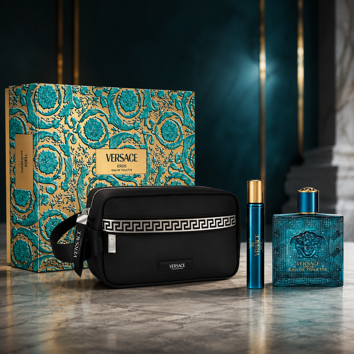 Versace Eros 3-Piece Gift Set for Men (with Branded Bag)
