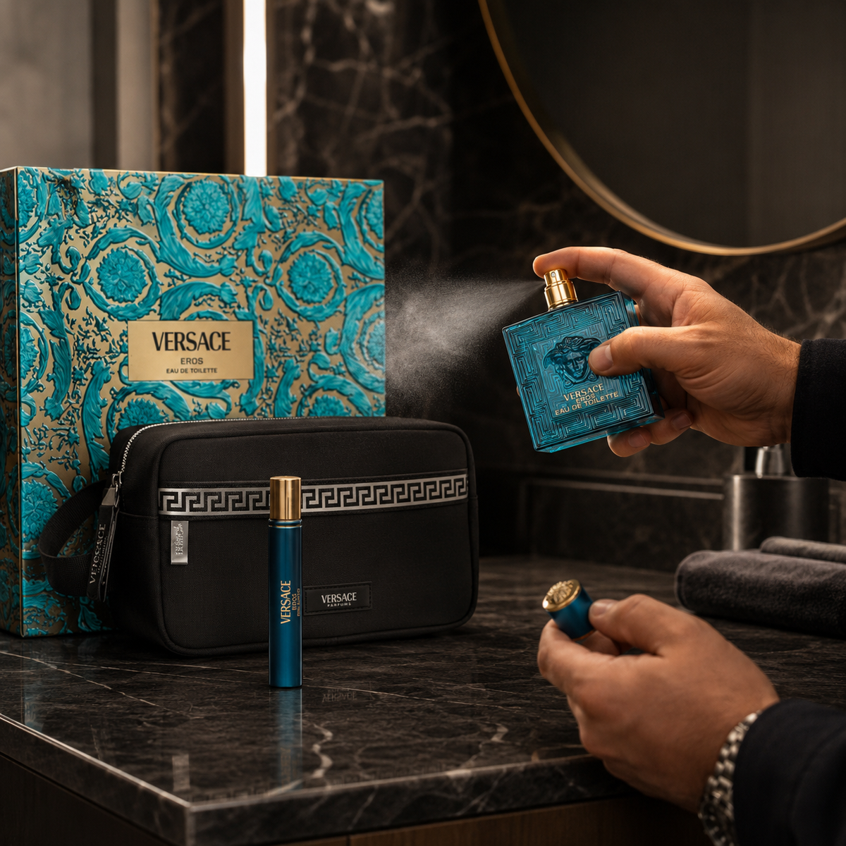 Versace Eros 3-Piece Gift Set for Men (with Branded Bag)
