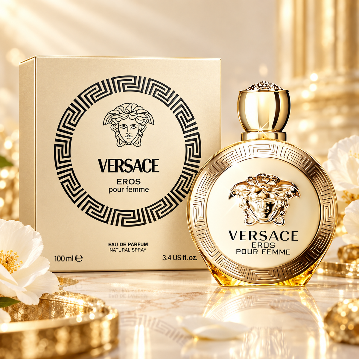 Versace Eros Pour Femme Eau de Parfum for Women, 3.4 Ounce