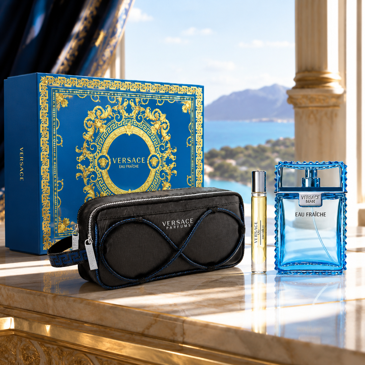 Versace Man Eau Fraiche 3-Piece Gift Set for Men (with Branded Bag)