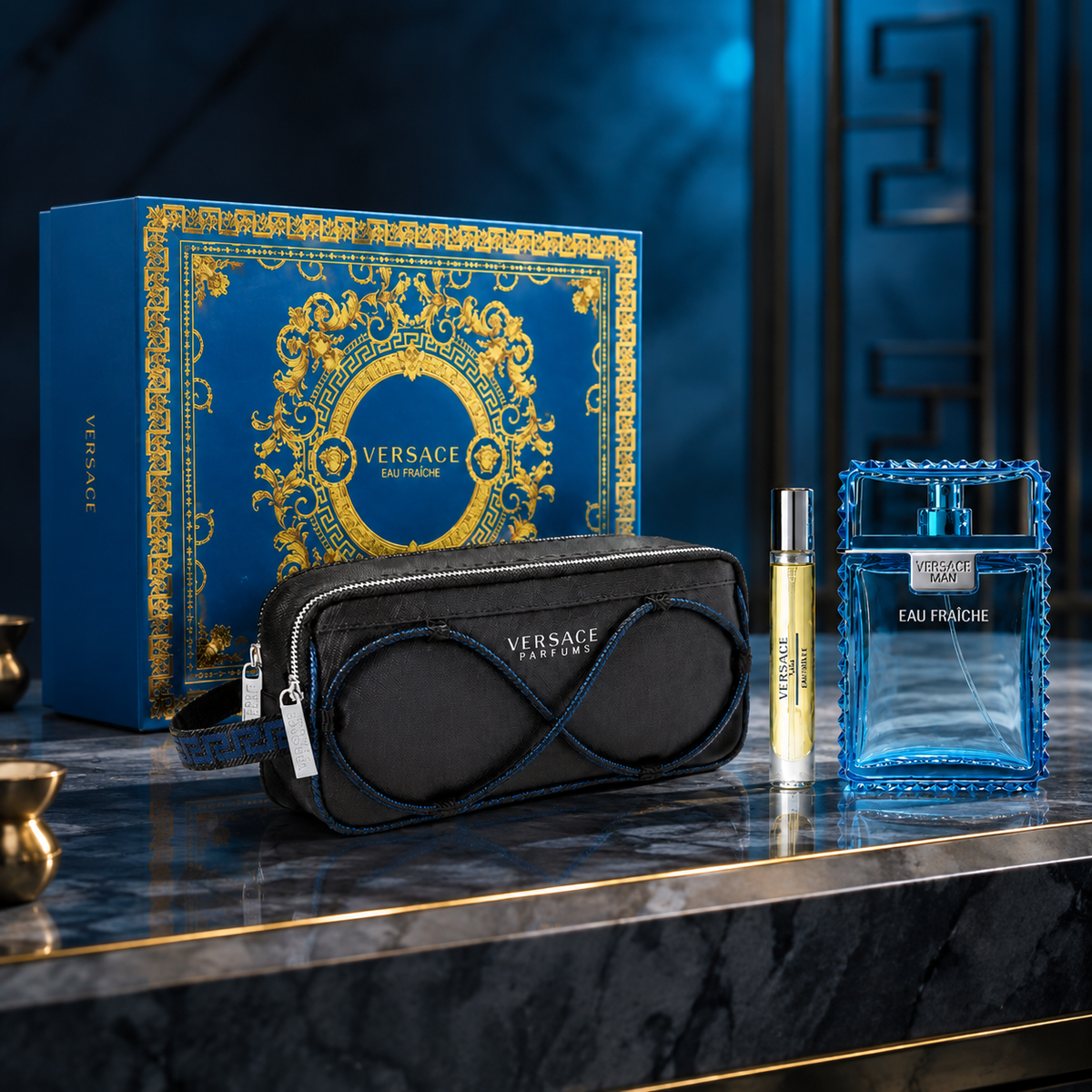 Versace Man Eau Fraiche 3-Piece Gift Set for Men (with Branded Bag)