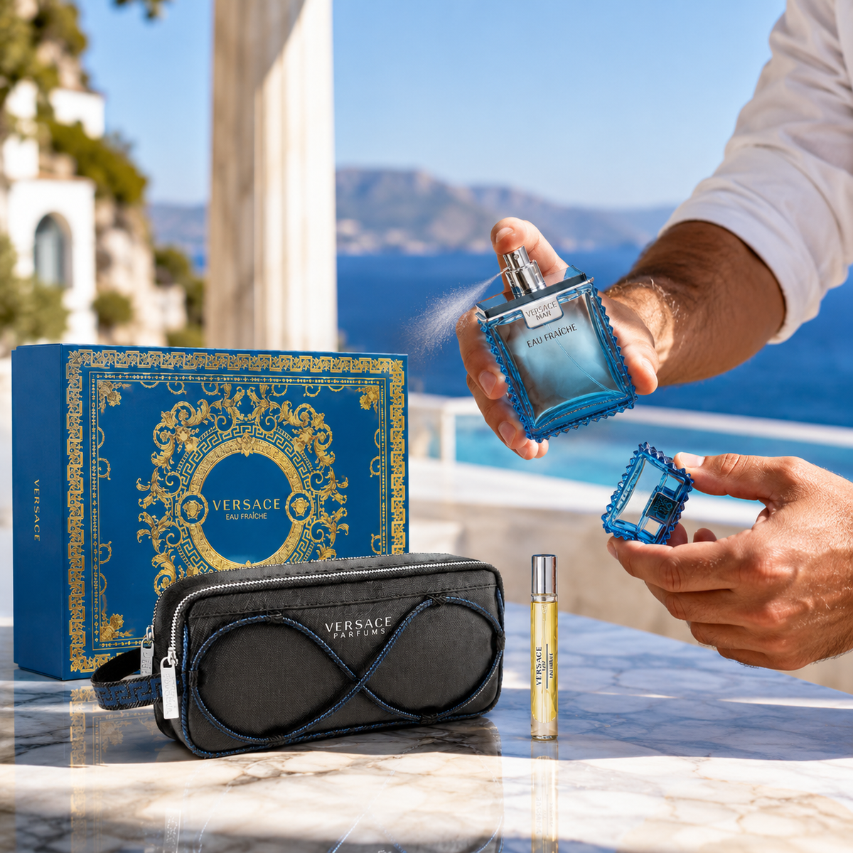 Versace Man Eau Fraiche 3-Piece Gift Set for Men (with Branded Bag)