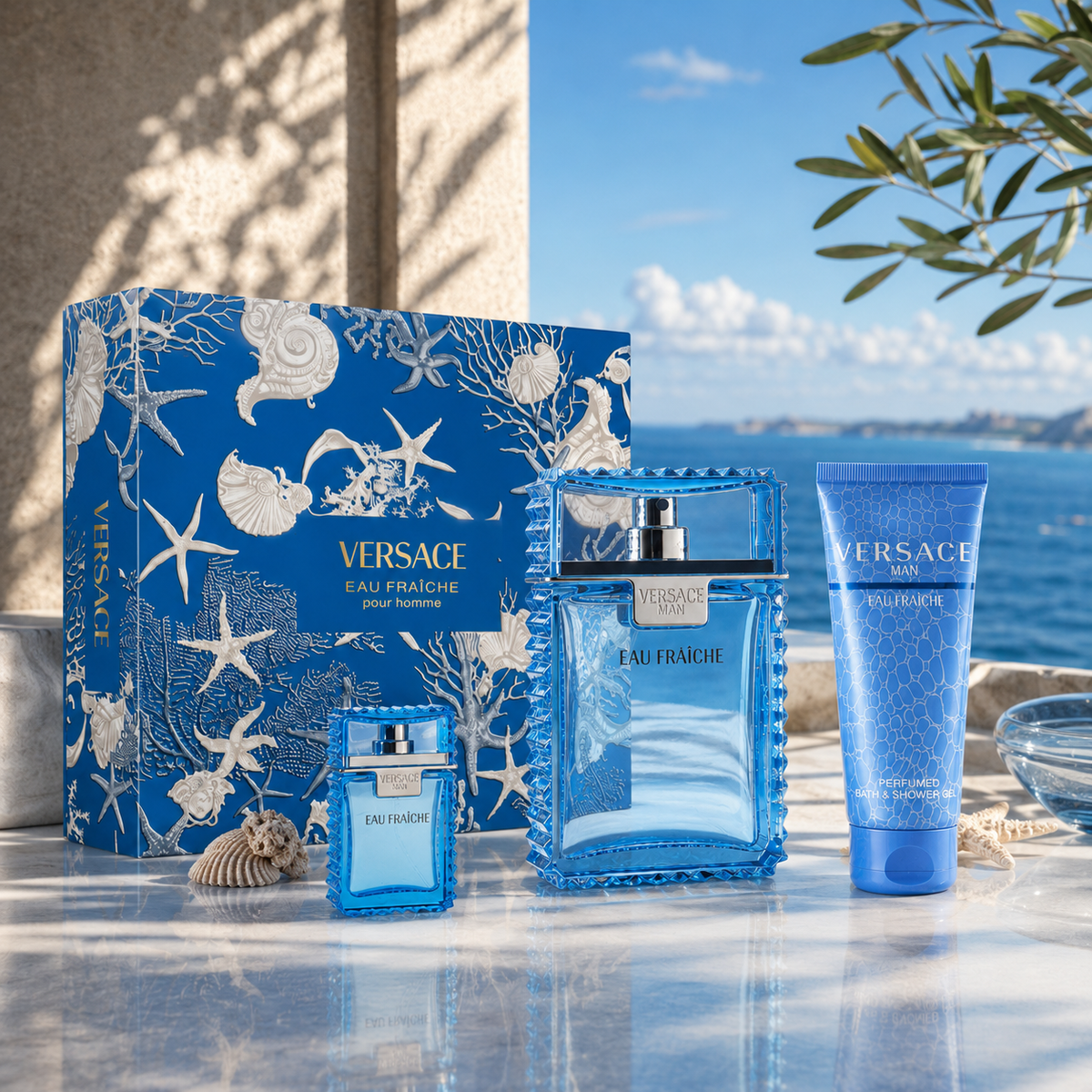 Versace Man Eau Fraiche 3-Piece Gift Set for Men (with Shower Gel)