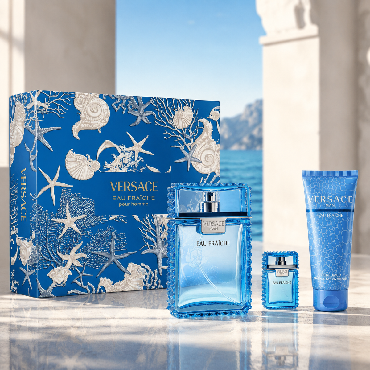 Versace Man Eau Fraiche 3-Piece Gift Set for Men (with Shower Gel)
