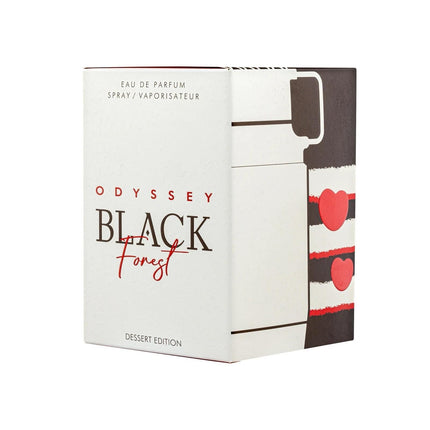 Odyssey Black Forest perfume packaging on a white background