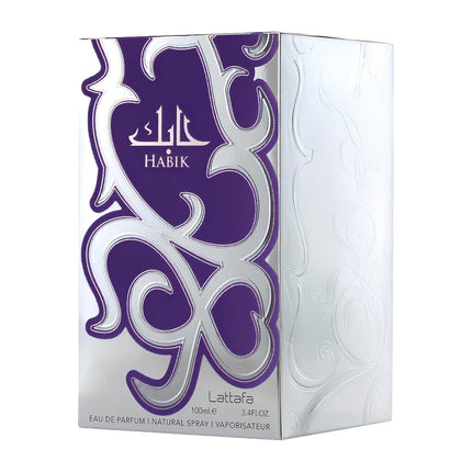 Habik Lattaqa perfume packaging with intricate design on a white background