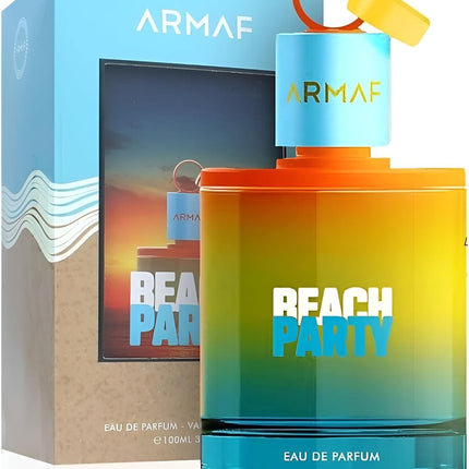 Armaf Beach Party perfume bottle with packaging on a white background