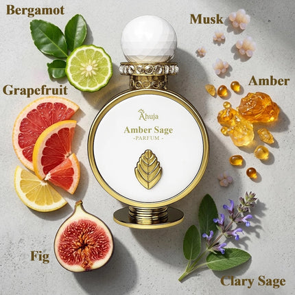 Ahuja Amber Sage Eau de Parfum for Unisex 3.4 Ounce